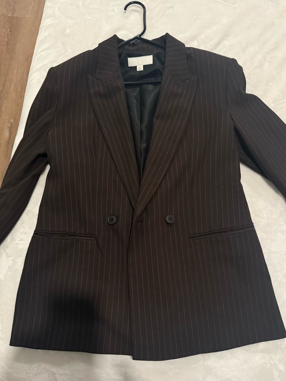 Zara brown Pinstripe Double-Breasted Blazer